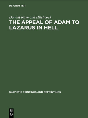 cover image of The Appeal of Adam to Lazarus in Hell